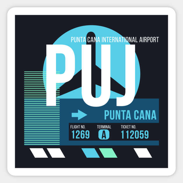 Punta Cana (PUJ) Airport Code Baggage Tag Punta Cana Sticker
